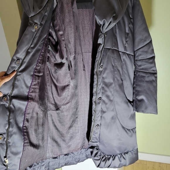 ELIE Tahari down puffer funnel neck coat parka jacket gray XS small - Picture 11 of 16